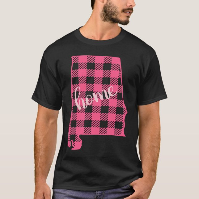 Alabama Buffalo Plaid Home State Country Pink Plai T-Shirt (Vorderseite)