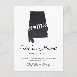 Alabama Chalkboard Staat Map Moving Postcard Ankündigungspostkarte