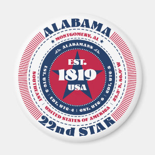 Alabama Circle Typografy Souvenir Magnet