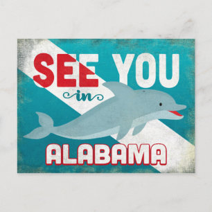 Alabama-Delfin - Retro-Reise im Vintage-Stil Postkarte
