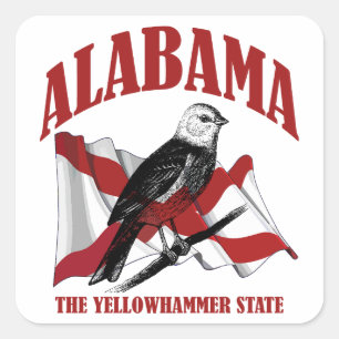 Alabama,Der Gelbfink-Staat Quadratischer Aufkleber