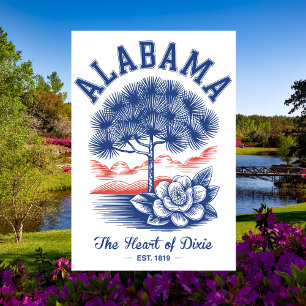 Alabama Est 1819 Minimale Natur Das Herz von Dixie Postkarte