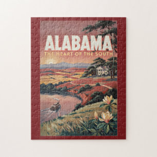 Alabama-Flussboot-Illustration Reise Kunst Vintage Puzzle