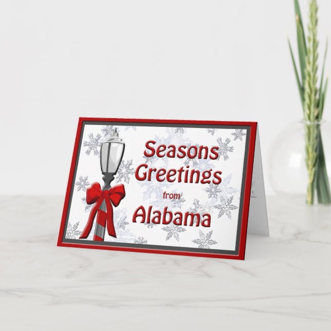 Alabama Frohen Festtage Weihnachtslampe Snowflake Feiertagskarte (Vorderseite)