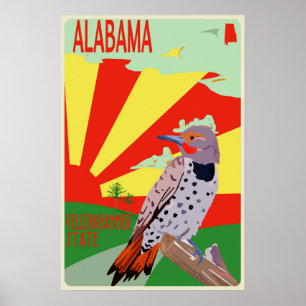 Alabama, Gelbhammer-Staat, Reiseplakat Poster