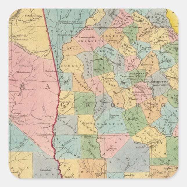 Alabama, Georgien Quadratischer Aufkleber (Vorderseite)