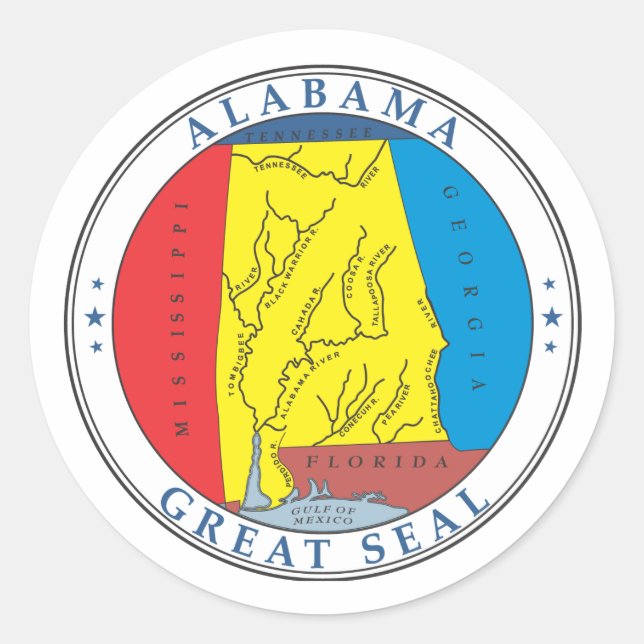 Alabama großes Siegel Runder Aufkleber (Vorderseite)