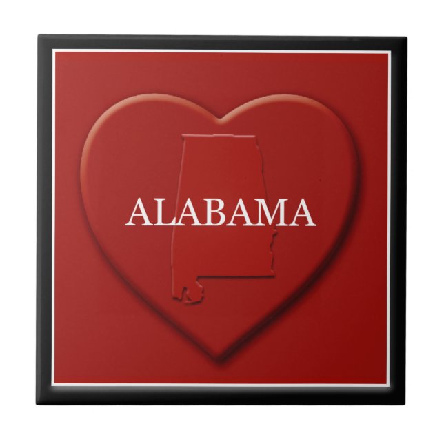 Alabama Heart Map Tile Fliese (Vorderseite)