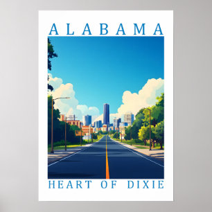 Alabama Heart of Dixie Retro-Reiseplakat-Kunst  Poster
