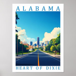 Alabama Heart of Dixie USA Travel Place Poster