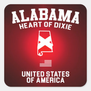 Alabama Herz von Dixie Quadratischer Aufkleber