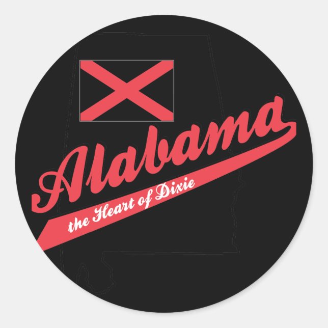 Alabama Herz von Dixie Runder Aufkleber (Vorderseite)