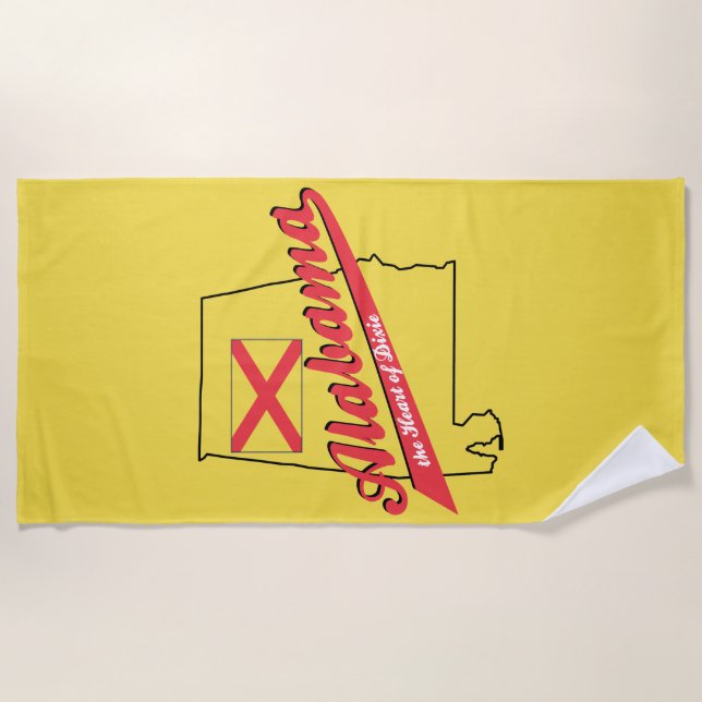 Alabama Herz von Dixie Strandtuch (Vorderseite)