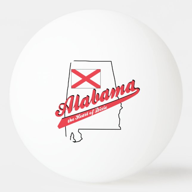 Alabama Herz von Dixie Tischtennisball (Vorderseite)