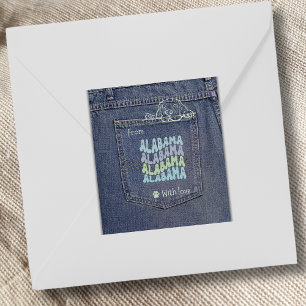 Alabama Hund in Jean Pocket Classic Square Sticker