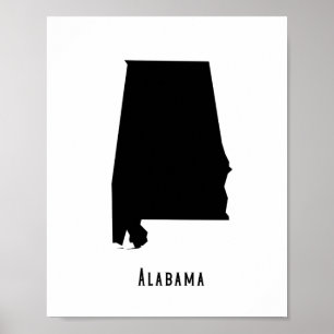 Alabama Karte - Schwarz-Weiß-Moderne Alabama Karte Poster