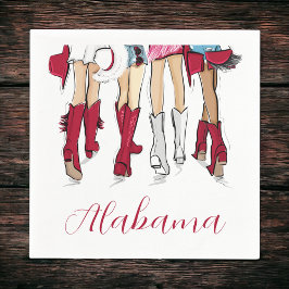 Alabama Ladies Fashion Cowboy Boots Hats Crimson Serviette