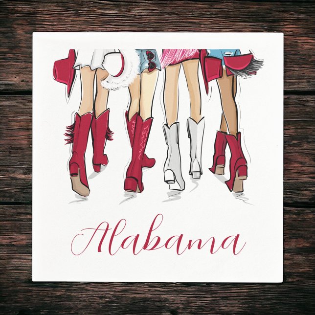 Alabama Ladies Fashion Cowboy Boots Hats Crimson Serviette (Von Creator hochgeladen)