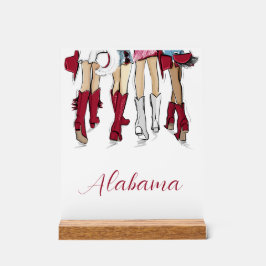 Alabama Ladys Fashion Cowboy Boot Red White Acrylschild