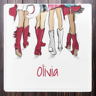 Alabama Ladys Fashion Cowboy Boots Crimson Name Glasuntersetzer