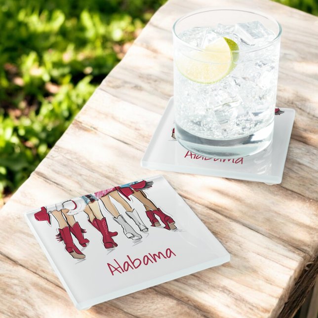 Alabama Ladys Fashion Cowboy Boots Crimson Red Glasuntersetzer (Von Creator hochgeladen)