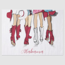 Alabama Ladys Fashion Crimson Cowboy Boots Hats Seidenpapier