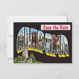 Alabama Letters, Vintage Postkarte, Save The Date