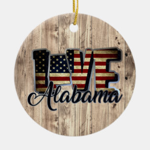 Alabama Liebe American Flag Star and Strips Keramik Ornament