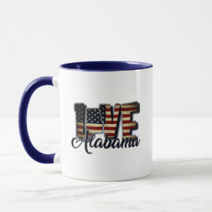 Alabama Liebe American Flag Star and Strips Tasse