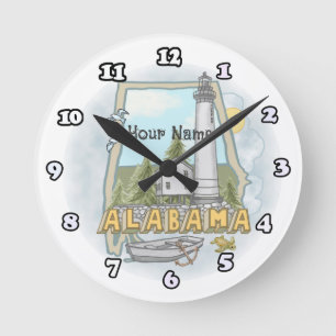 Alabama Lighthouse Runde Wanduhr