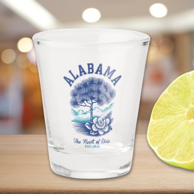 Alabama Love – Camellia State Flower & Tree  Schnapsglas (Von Creator hochgeladen)
