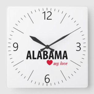 Alabama meine Liebe Quadratische Wanduhr