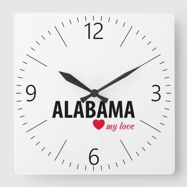 Alabama meine Liebe Quadratische Wanduhr (Vorderseite)