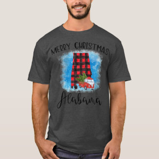 Alabama Merry Christmas Truck Buffalo Karierte Wei T-Shirt