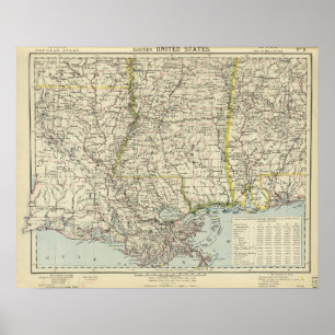 Alabama, Mississippi, Louisiana, Arkansas Poster