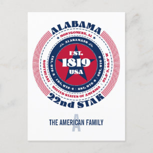 Alabama, Montgomery, AL, Patriotic, Monogramm Postkarte