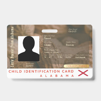 Alabama- My Little Peanut Child ID Ausweis