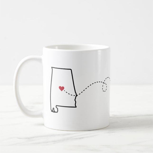 Alabama nach Virginia - Heart2Heart Coffee Tasse (Links)
