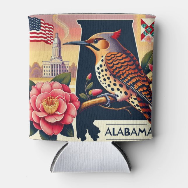 Alabama Northern Flicker Bird & Camellia Blume Dosenkühler (Vorderseite)