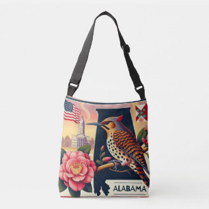 Alabama Northern Flicker Bird & Camellia Blume Tragetaschen Mit Langen Trägern