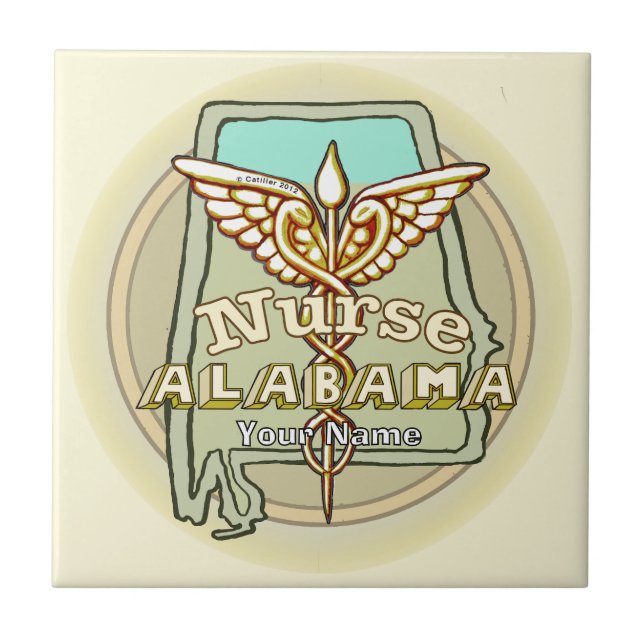Alabama Nurse Caduceus Fliese (Vorderseite)