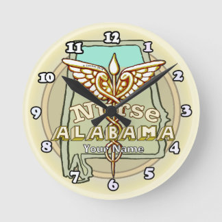 Alabama Nurse Caduceus Runde Wanduhr