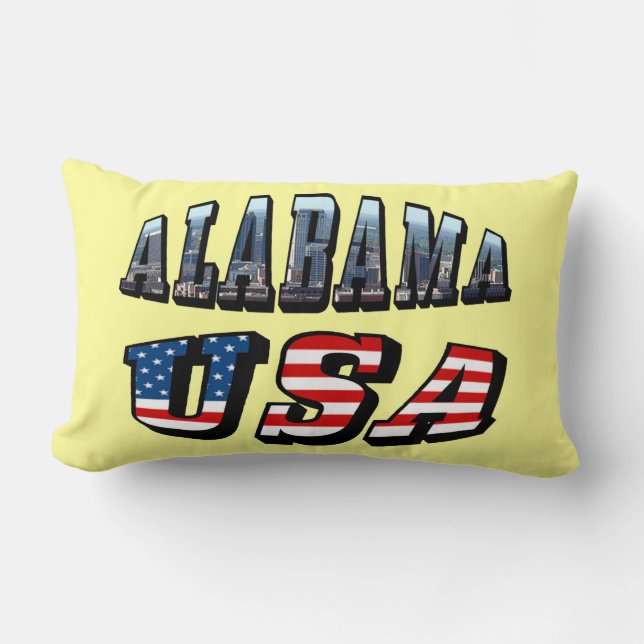 Alabama Picture und USA Flag Schriftart Lendenkissen (Vorderseite)