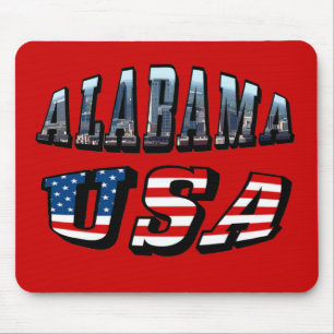 Alabama Picture und USA Flag Schriftart Mousepad