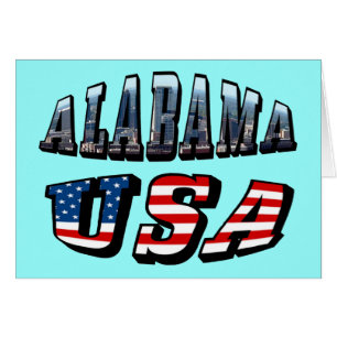 Alabama Picture USA Flag Schriftart Grußkarte