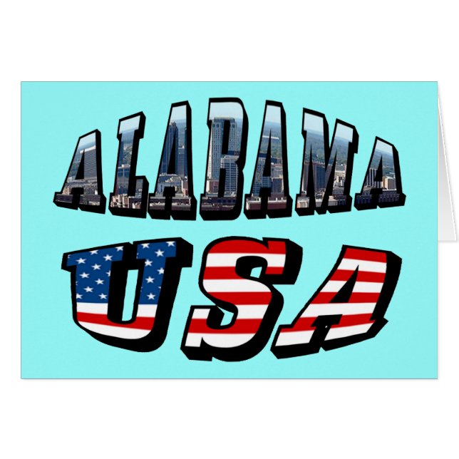 Alabama Picture USA Flag Schriftart Grußkarte (Vorderseite (Horizontal))