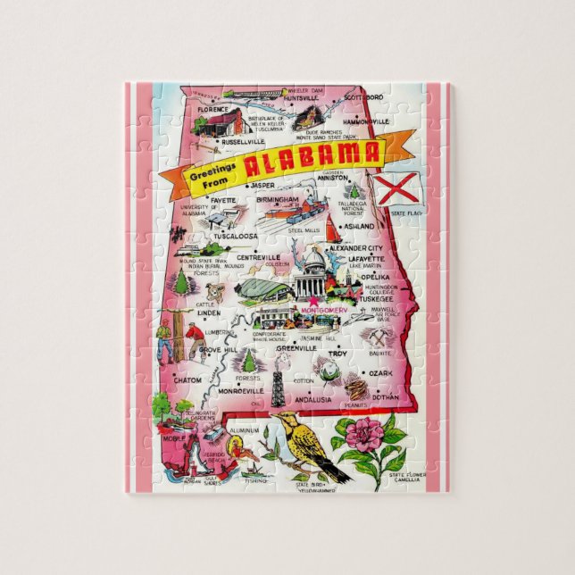 Alabama Postcard Karte Jigsaw Puzzle (Vertikal)