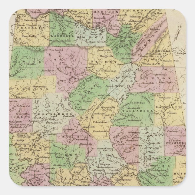 Alabama Quadratischer Aufkleber (Vorderseite)