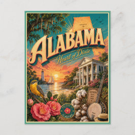 Alabama Retro-Reiseandenken Postkarte
