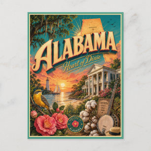 Alabama Retro-Reiseandenken Postkarte